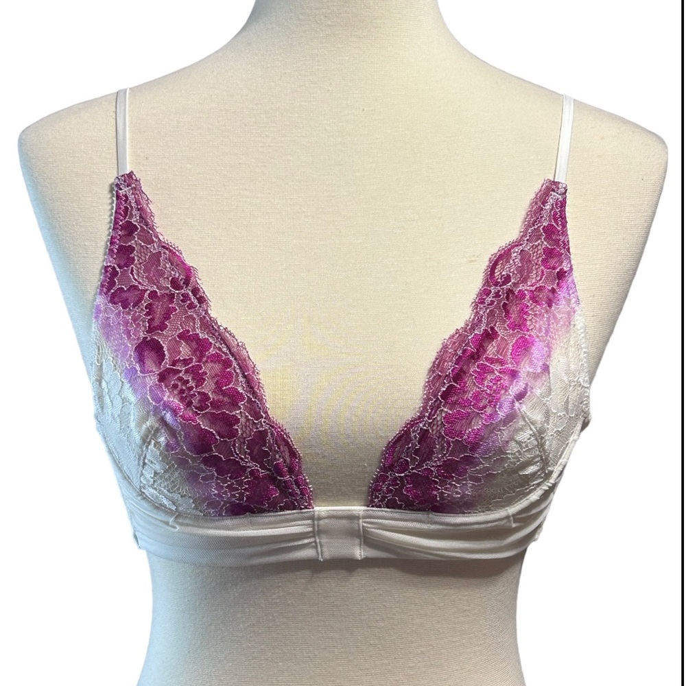 Intimately White and Pink / Purple Lacy, Ruched Bra 34A